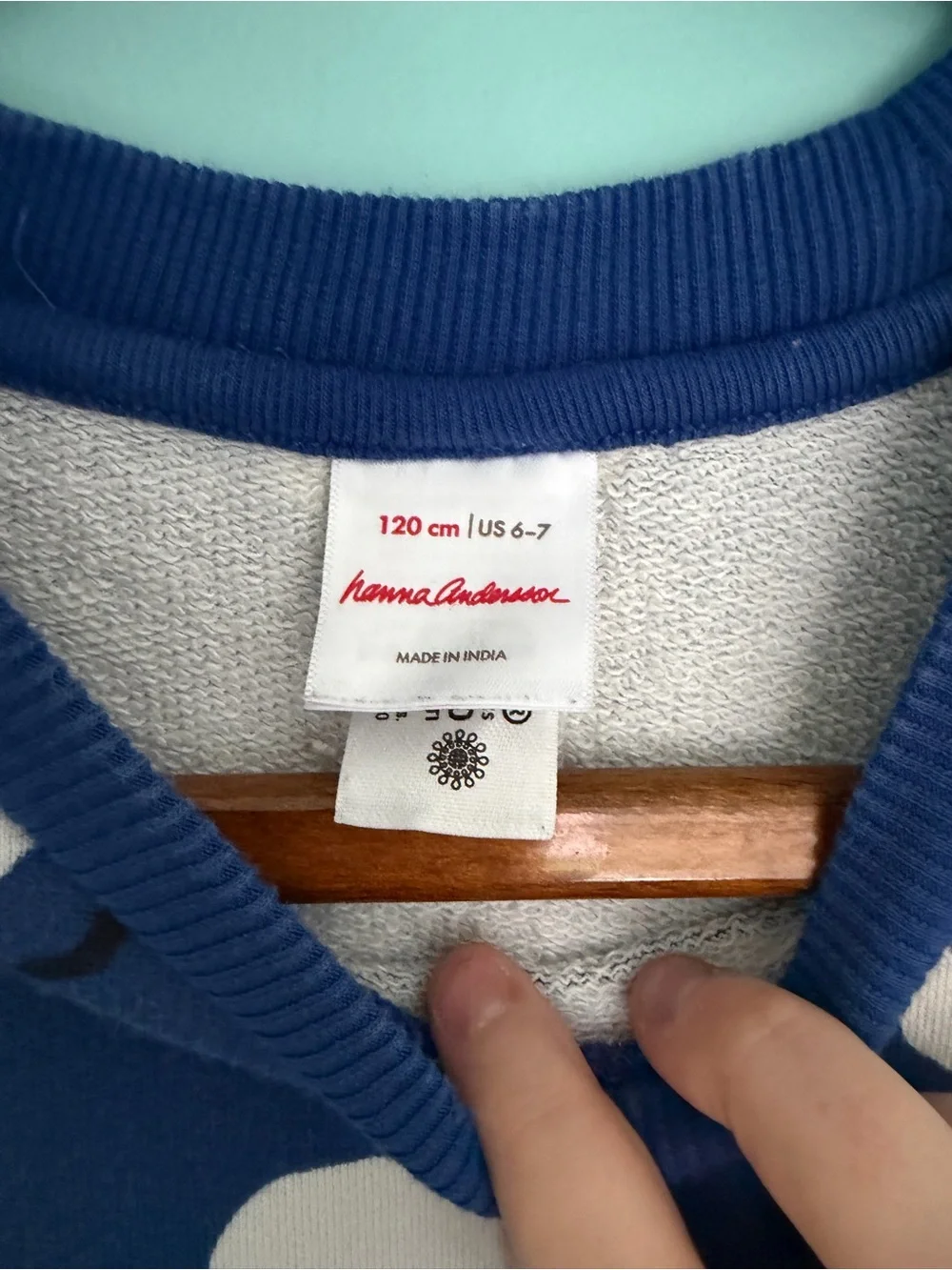 Hanna Andersson Panda Print Dress Blue Cotton Long Sleeve Girls 6-7